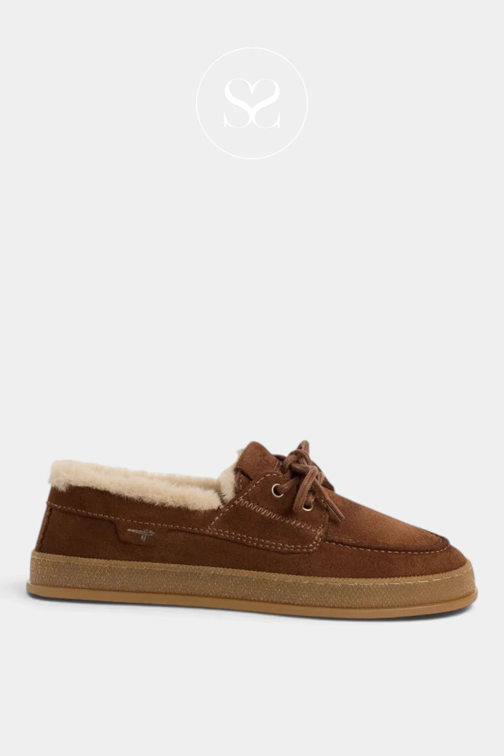 Tamaris Tan Suede Boat Shoes with Fur - 1-23616-47