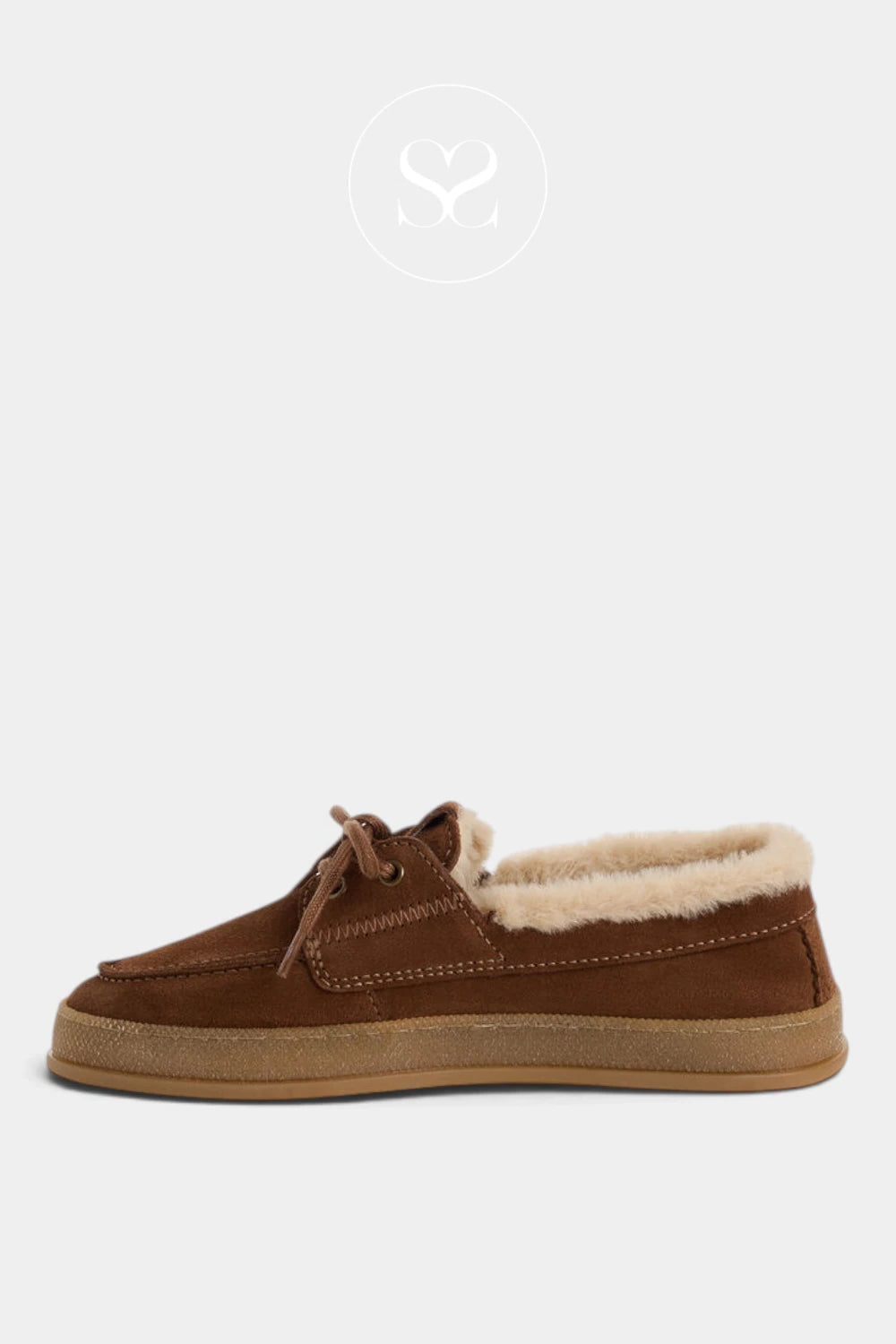 Tamaris Tan Suede Boat Shoes with Fur - 1-23616-47