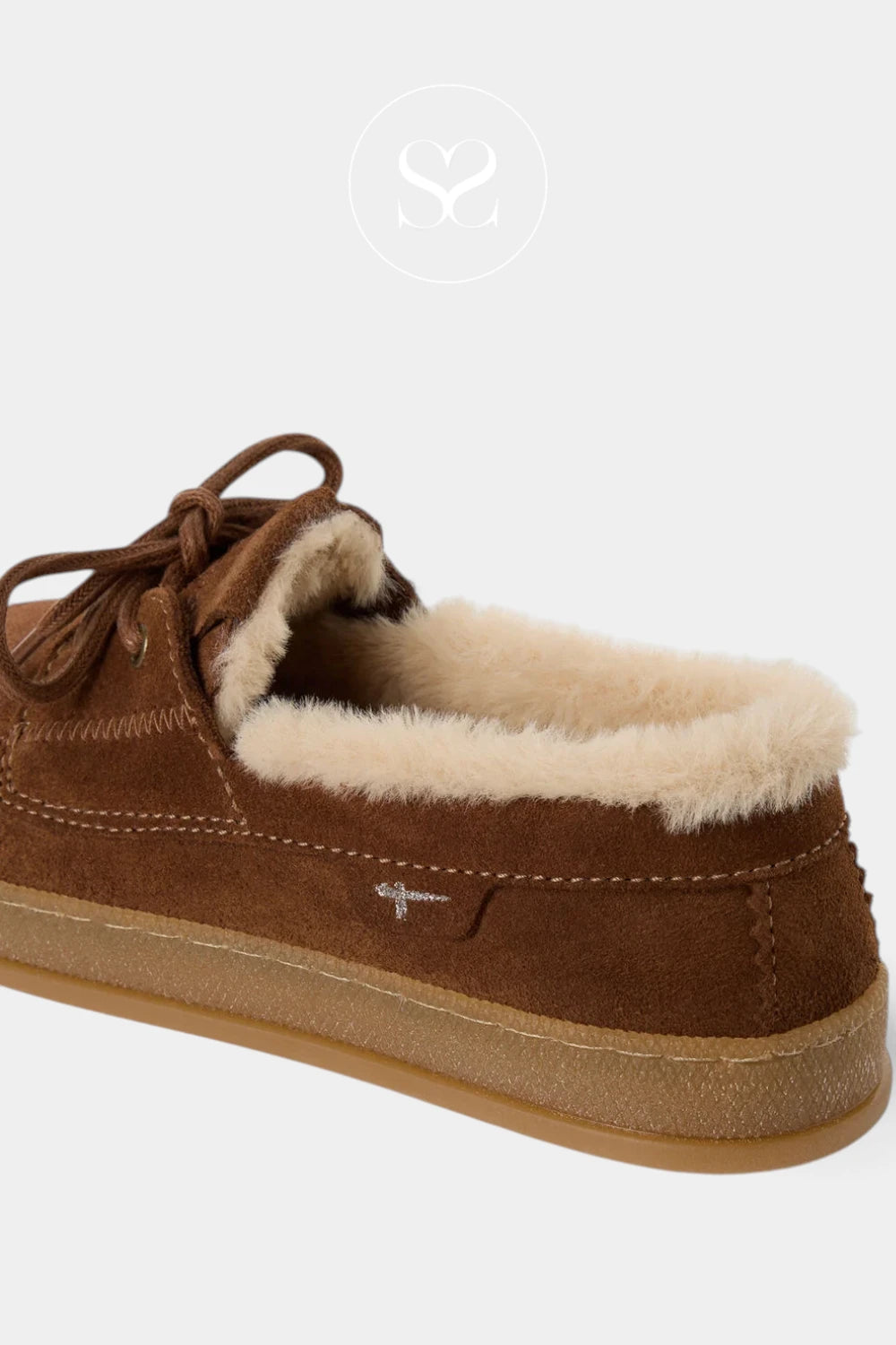 Tamaris Tan Suede Boat Shoes with Fur - 1-23616-47
