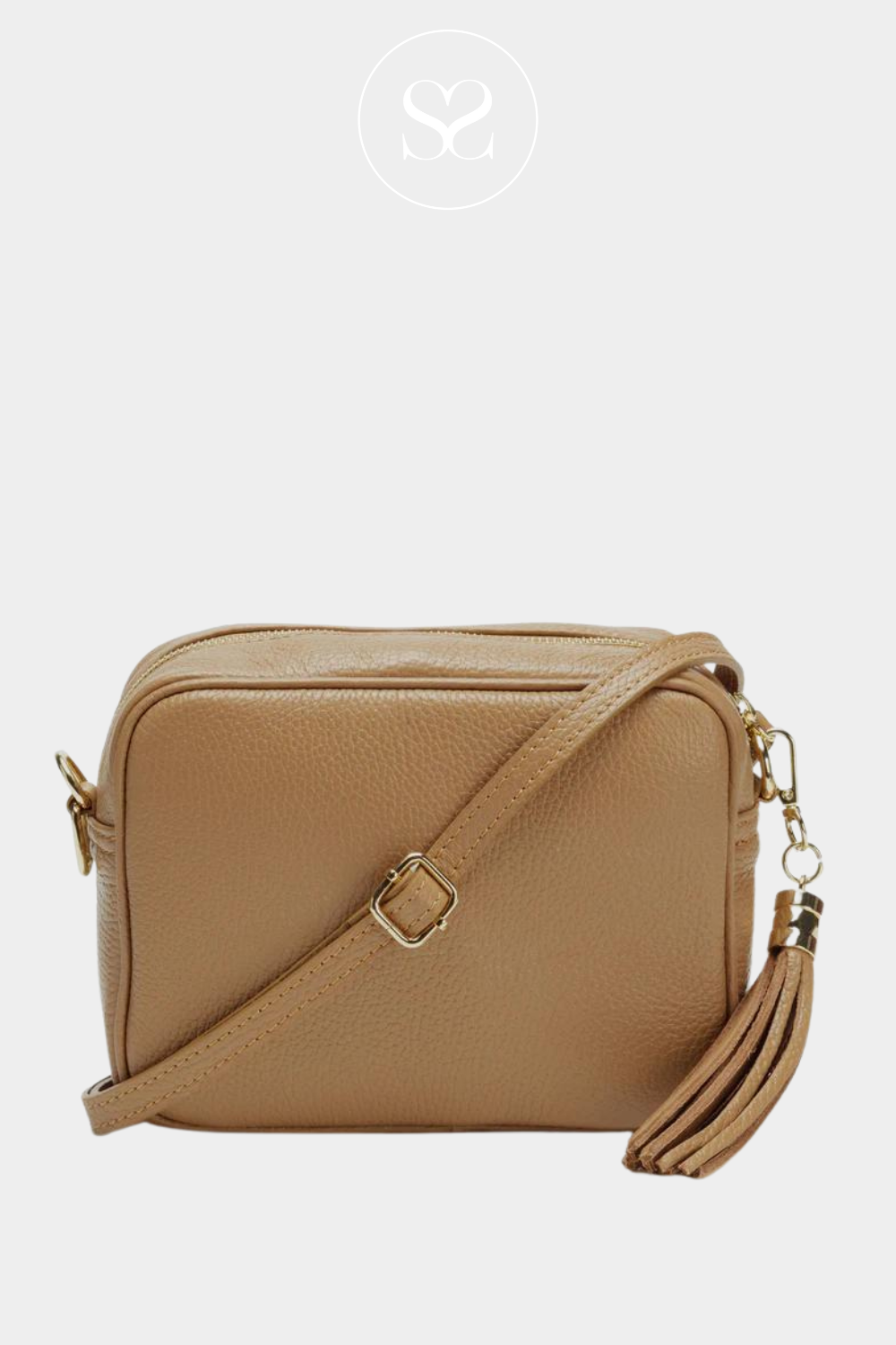 elie beaumont camel leather crossbody bag 