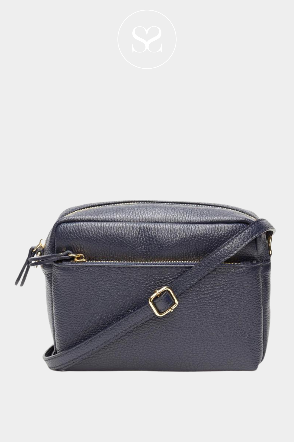 elie beaumont navy leather crossbody town bag