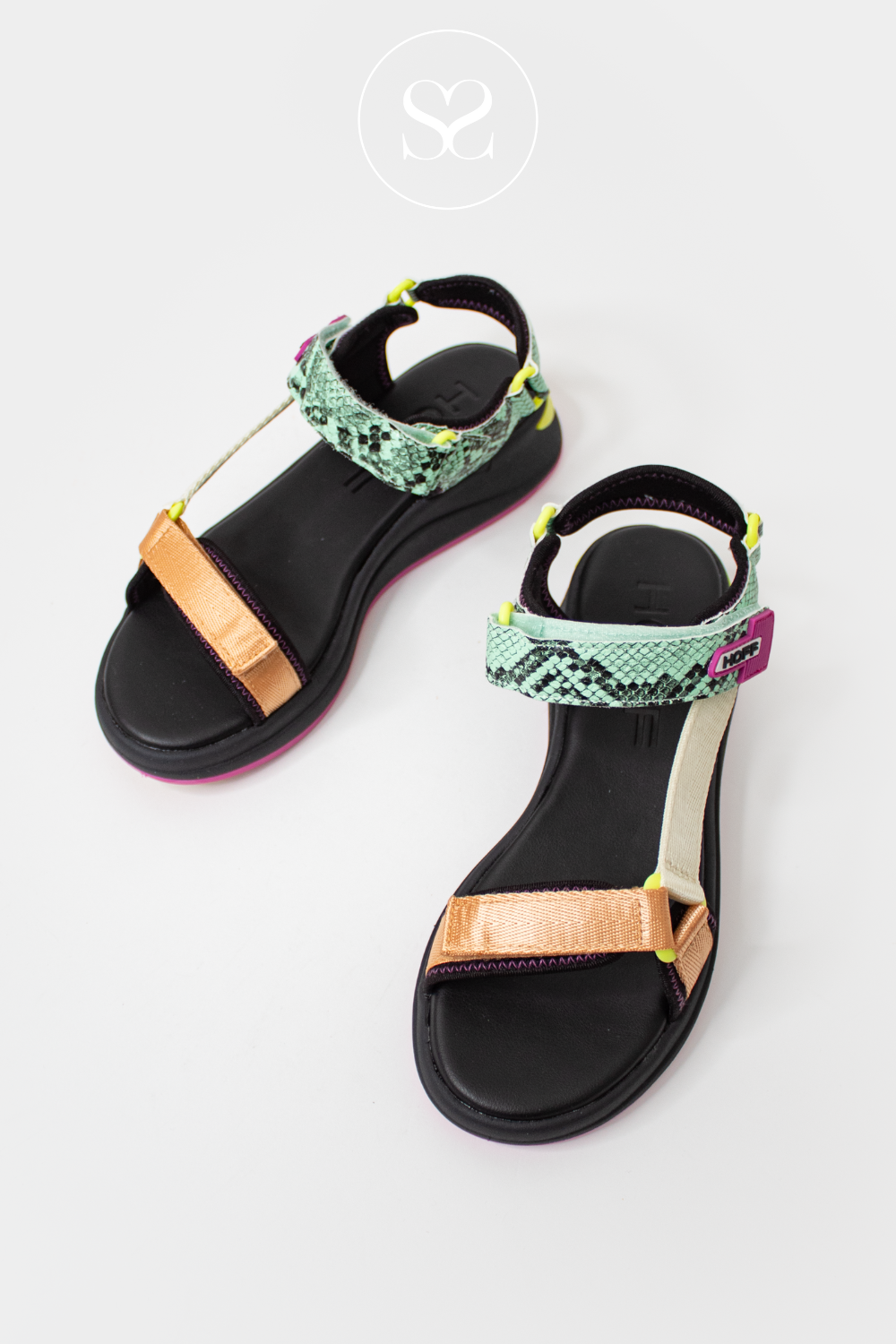 flat black walking sandals from Hoff, Women
