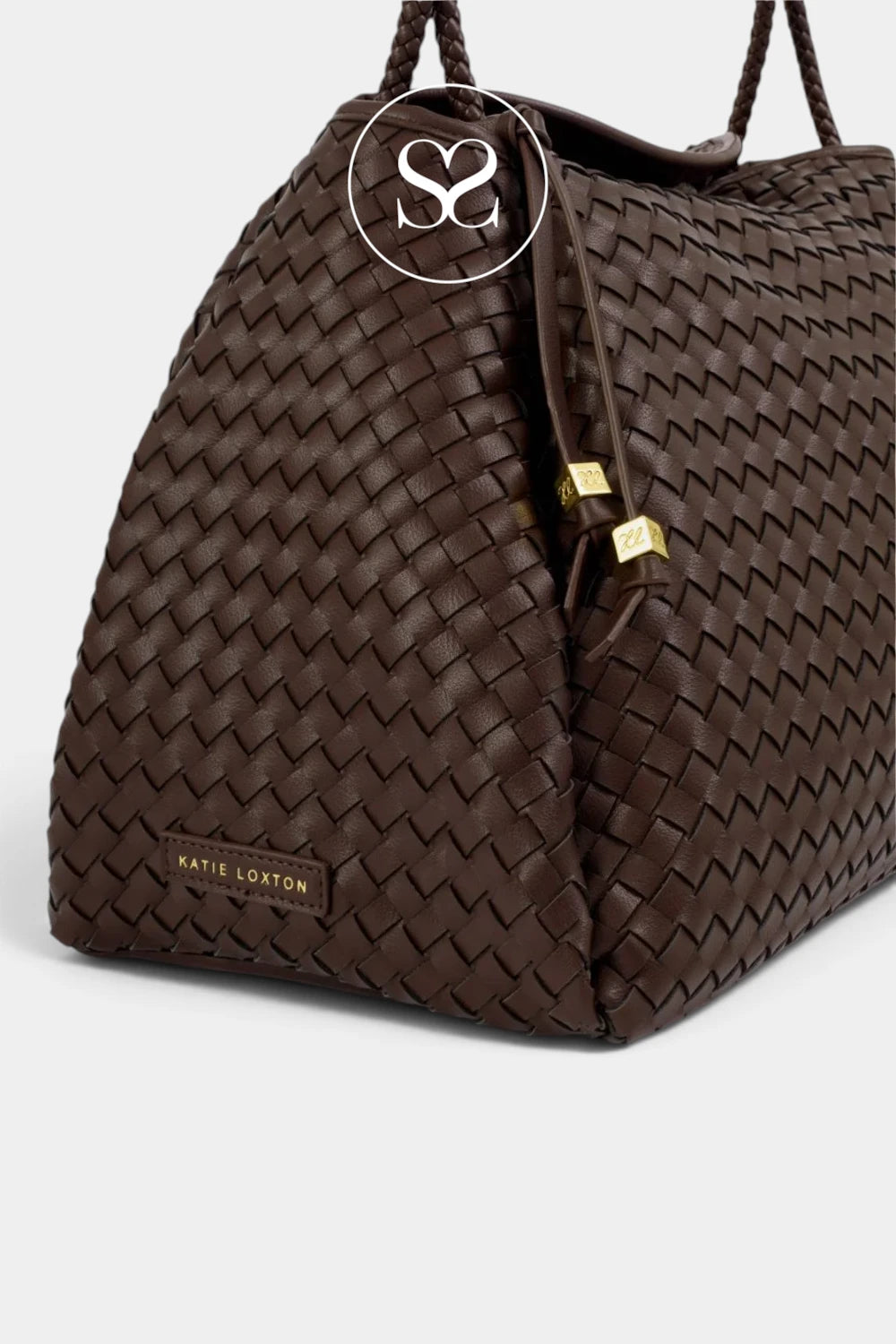 Katie Loxton Chocolate Brown Large Braided Tote Bag - Nova Large