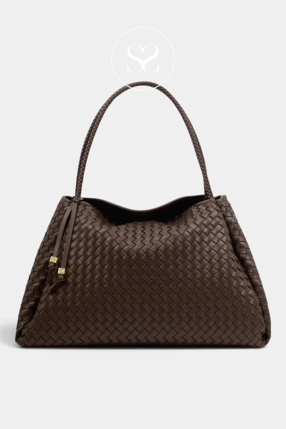Katie Loxton Chocolate Brown Large Braided Tote Bag - Nova Large