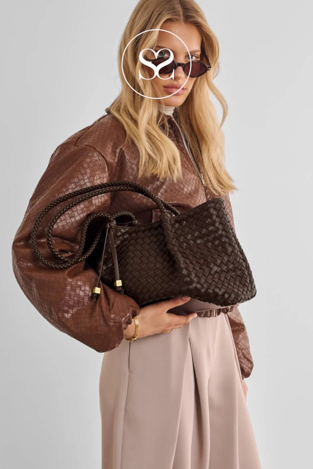 Katie Loxton Chocolate Brown Braided Shoulder Tote Bag - Nova