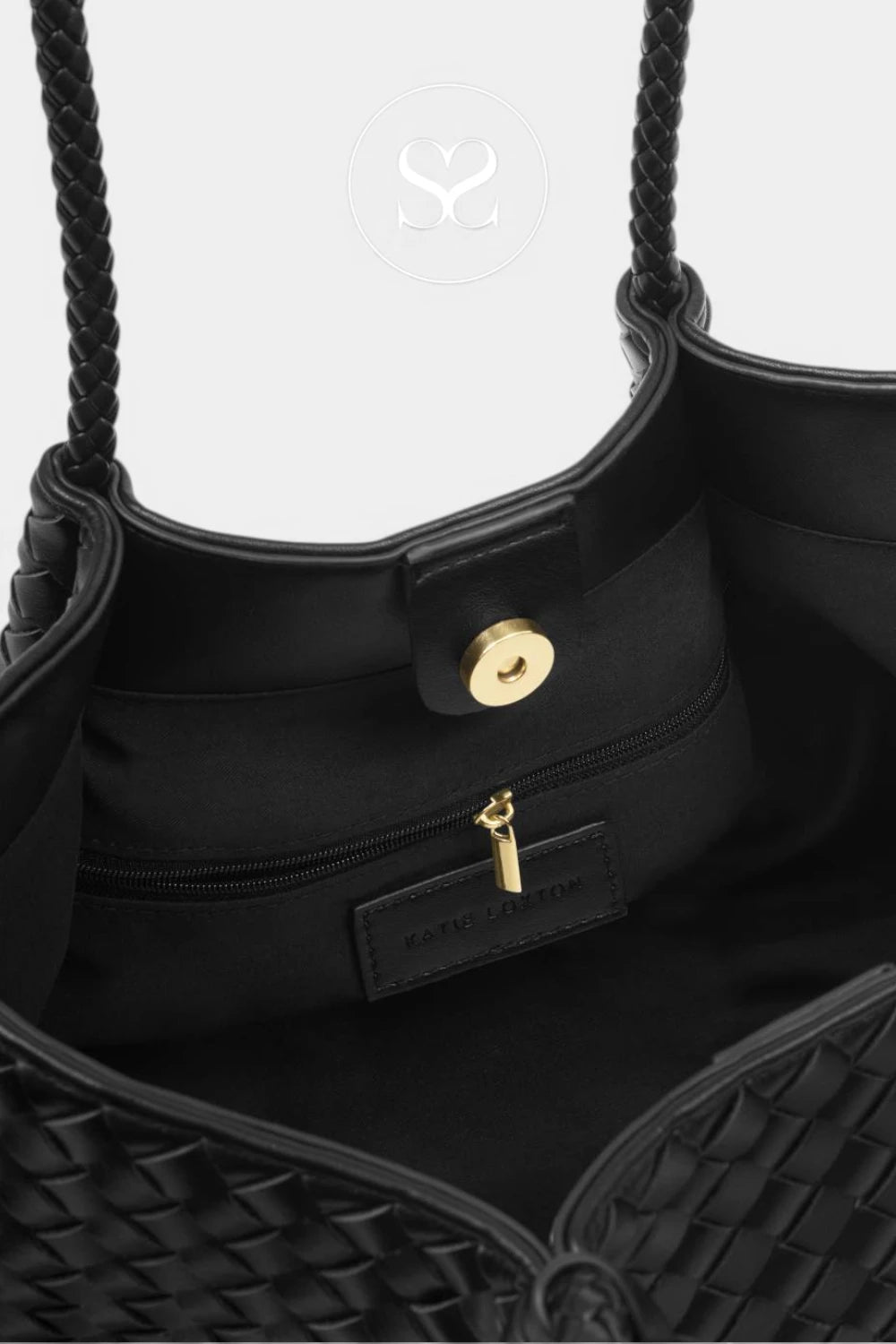 Katie Loxton Black Braided Shoulder Tote Bag - Nova