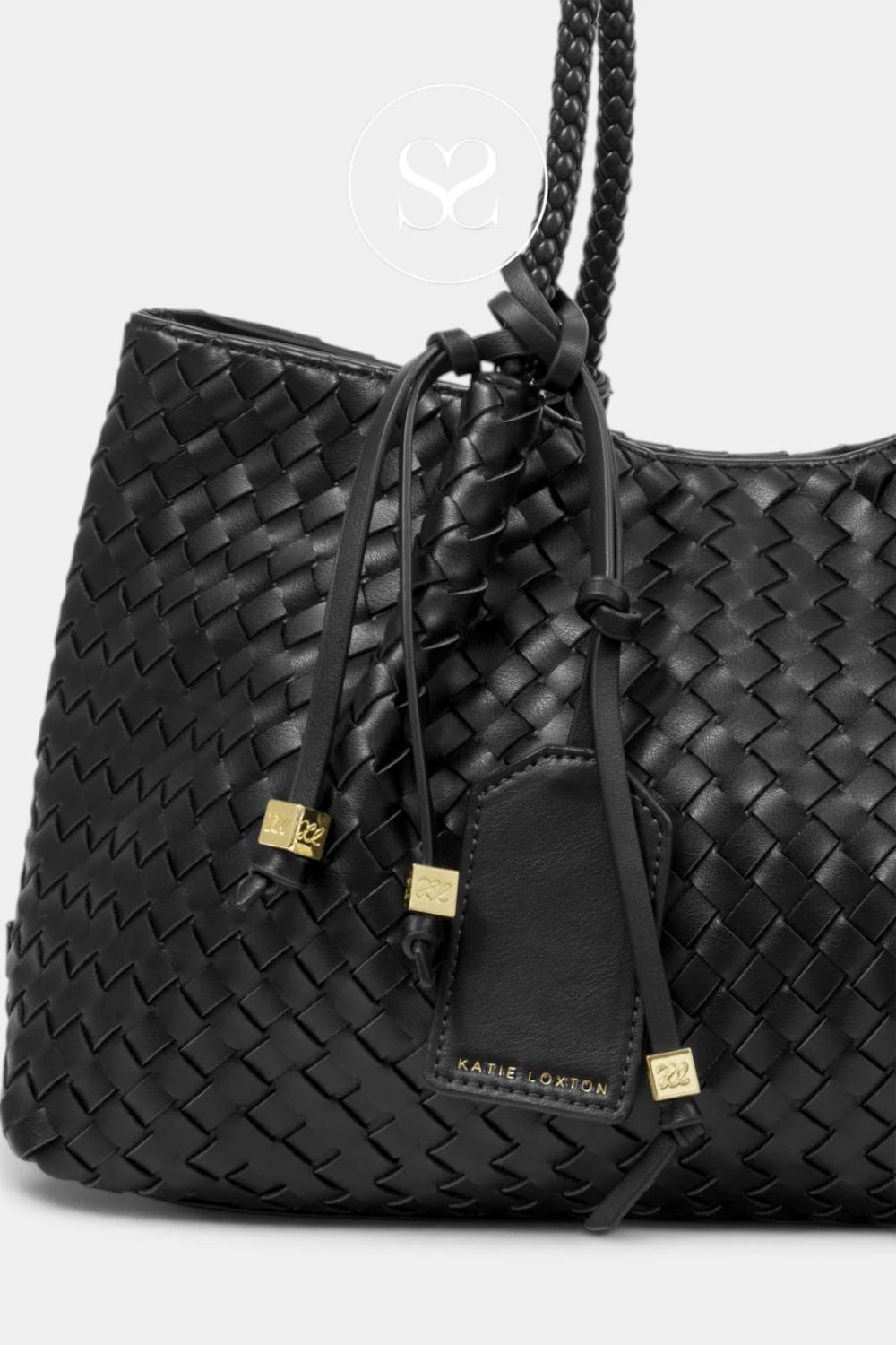Katie Loxton Black Braided Shoulder Tote Bag - Nova
