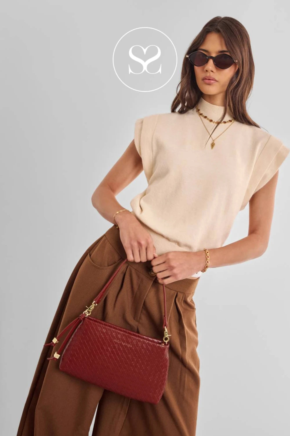 Katie Loxton Red Woven Small Shoulderbag - Nova
