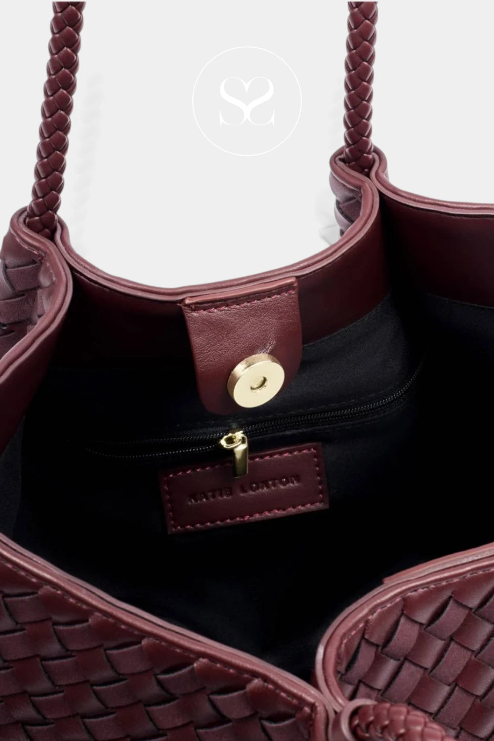 Katie Loxton Wine Braided Shoulder Tote Bag - Nova