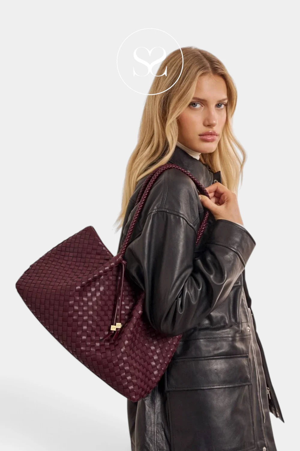 Katie Loxton Wine Braided Shoulder Tote Bag - Nova
