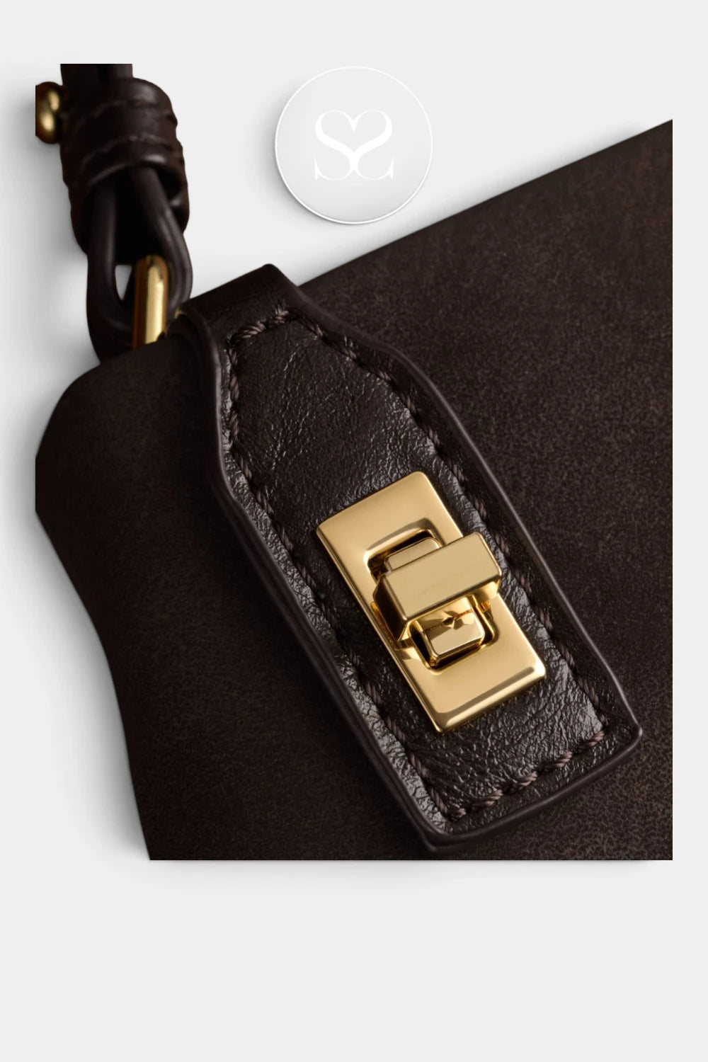 Katie Loxton Chocolate Suedette Twist Lock Shoulderbag - Orin