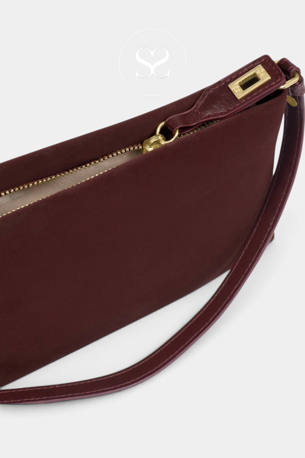 Katie Loxton Wine Suedette Twist Lock Shoulderbag - Orin