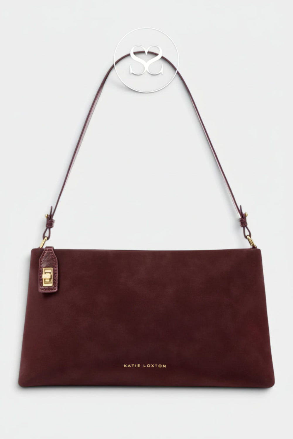 Katie Loxton Wine Suedette Twist Lock Shoulderbag - Orin