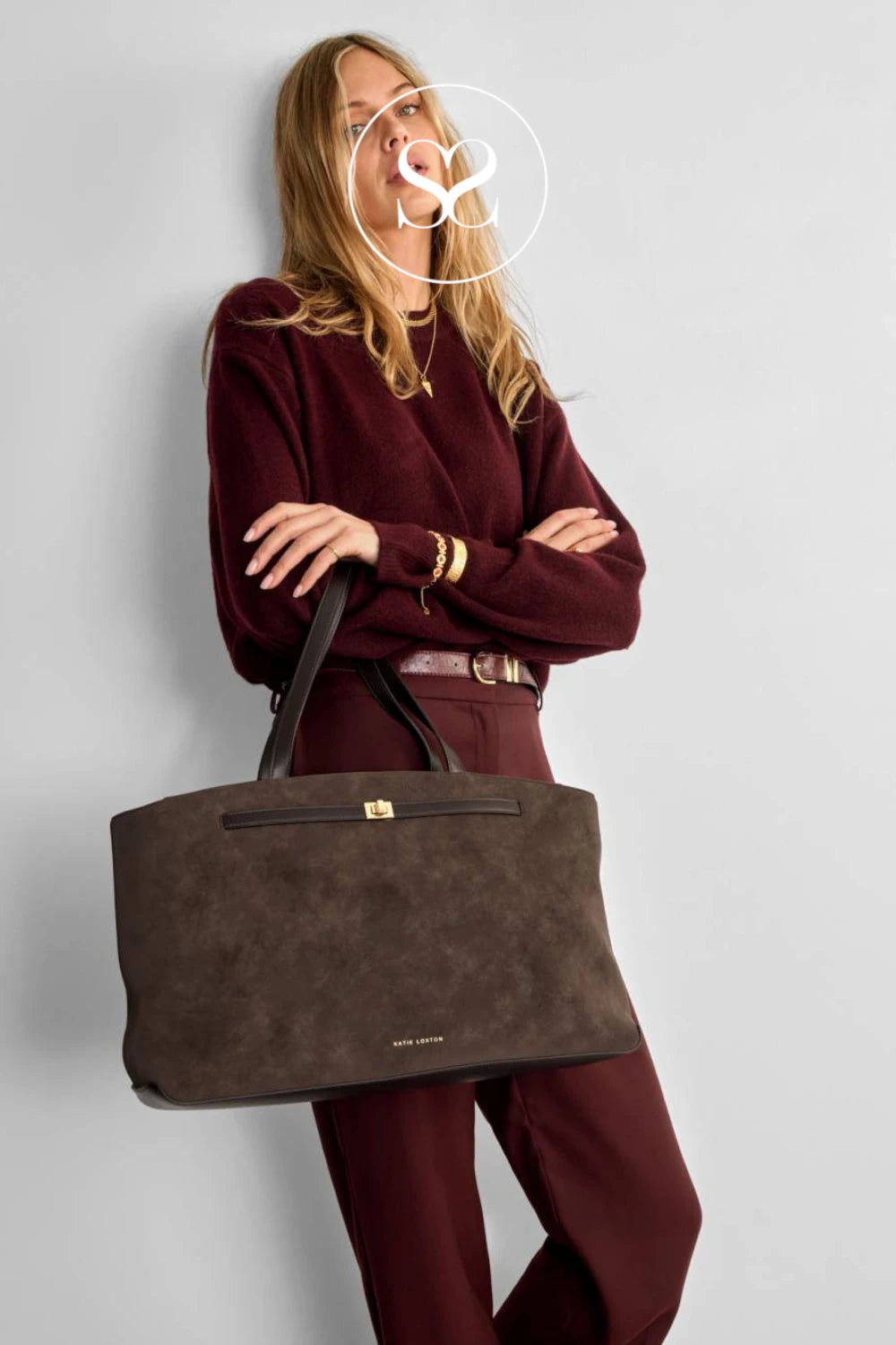 Katie Loxton Chocolate Suedette Tote Bag - Orin