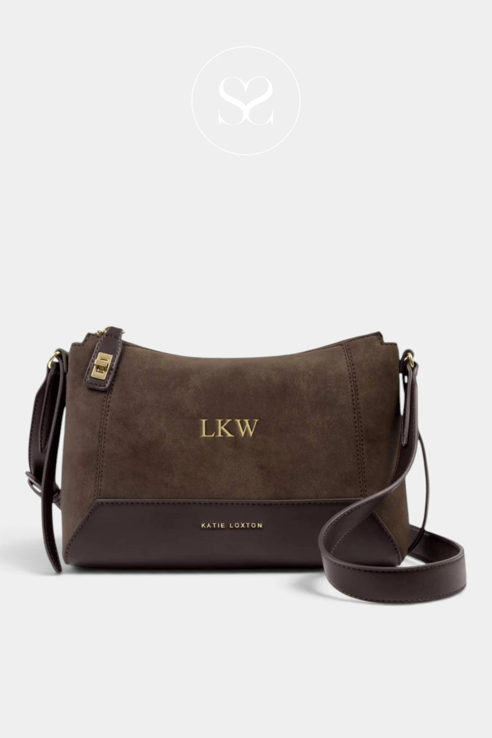 Katie Loxton Chocolate Suedette Crossbody Bag - Charlbury