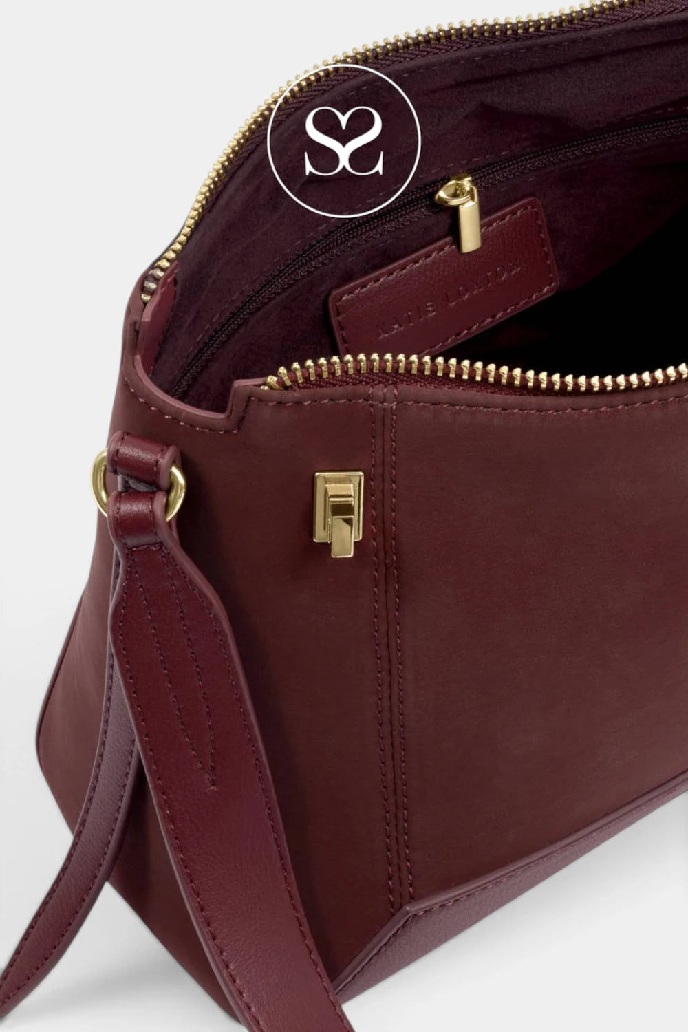 Katie Loxton Wine Suedette Crossbody Bag - Charlbury