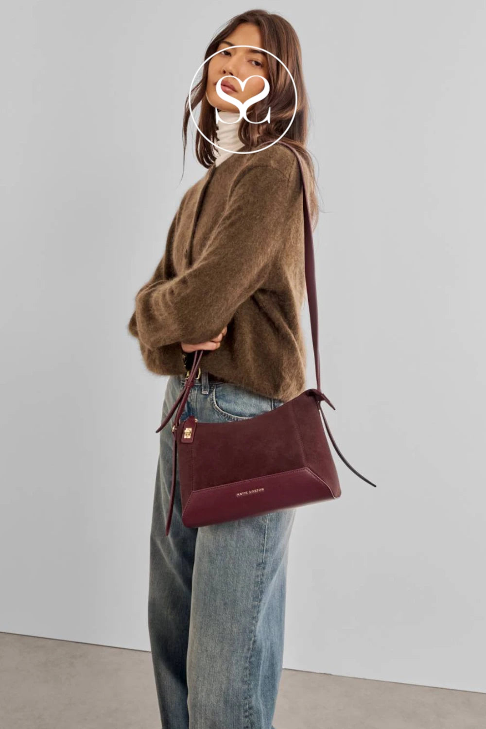 Katie Loxton Wine Suedette Crossbody Bag - Charlbury