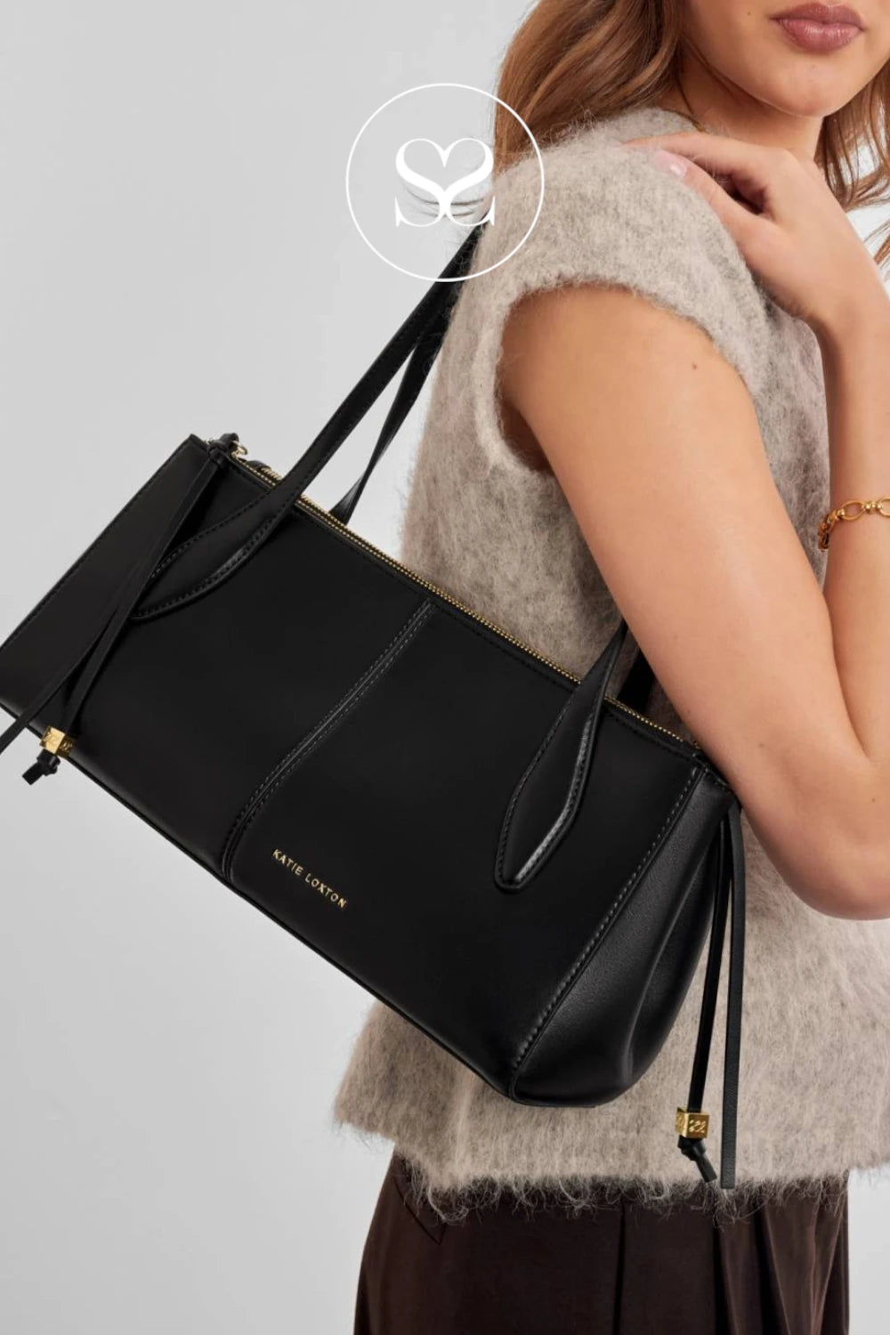 Katie Loxton Black Shoulderbag - Hattie