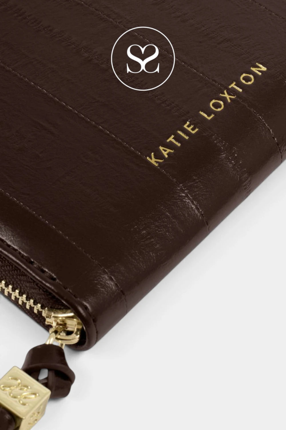 Katie Loxton Slim Jewellery Case - Chocolate Brown