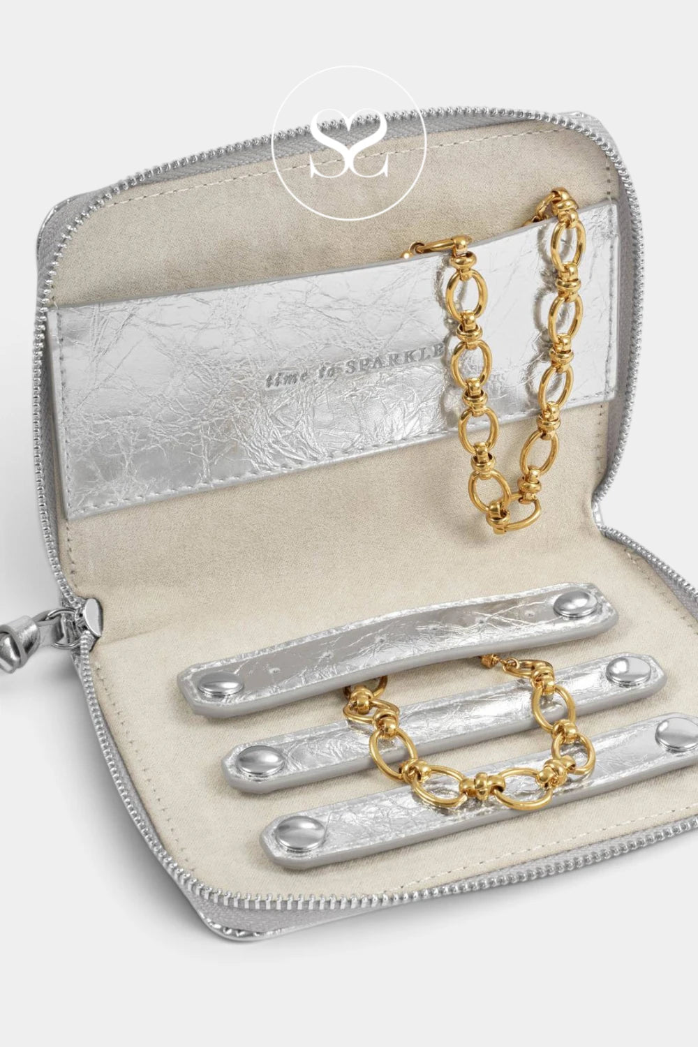 Katie Loxton Slim Jewellery Case - Silver