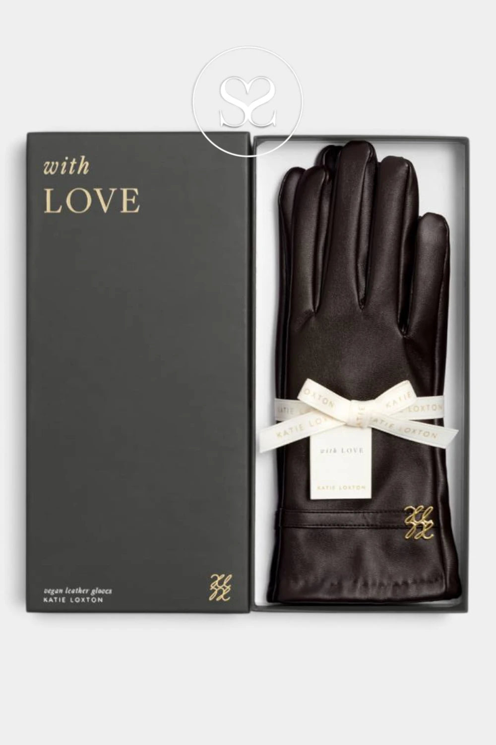 Katie Loxton Faux Leather Gloves - Chocolate Brown for Women - Ireland