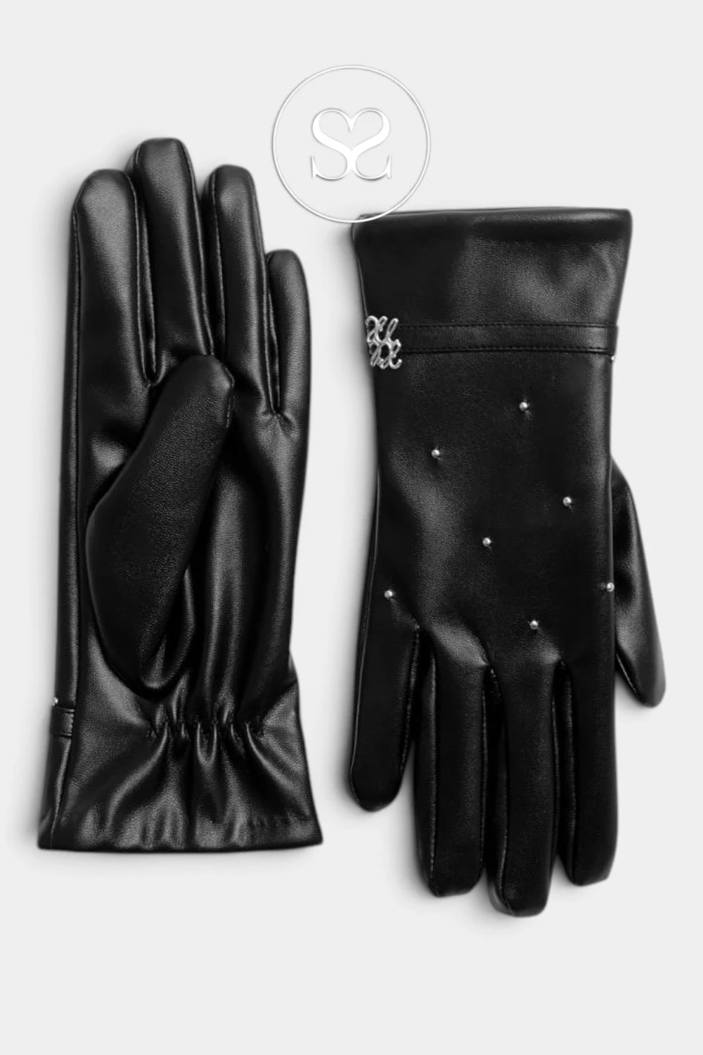 Katie Loxton Faux Leather Gloves - Black