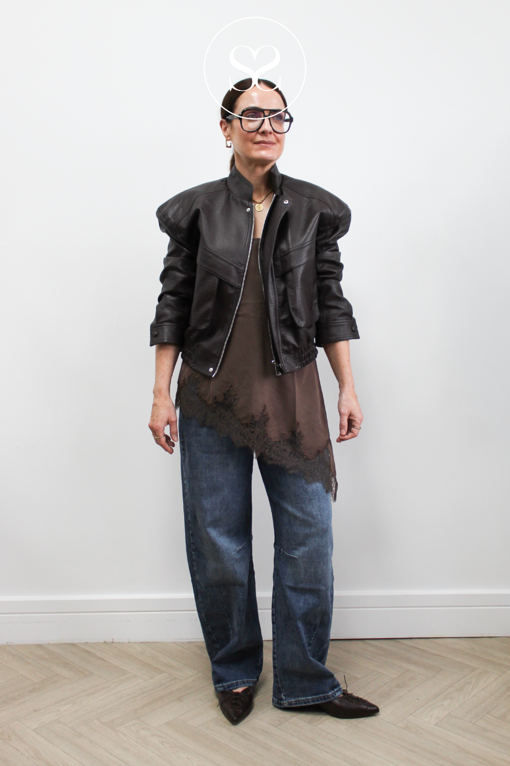 Chocolate Brown Cropped Leather Jacket - CV2202