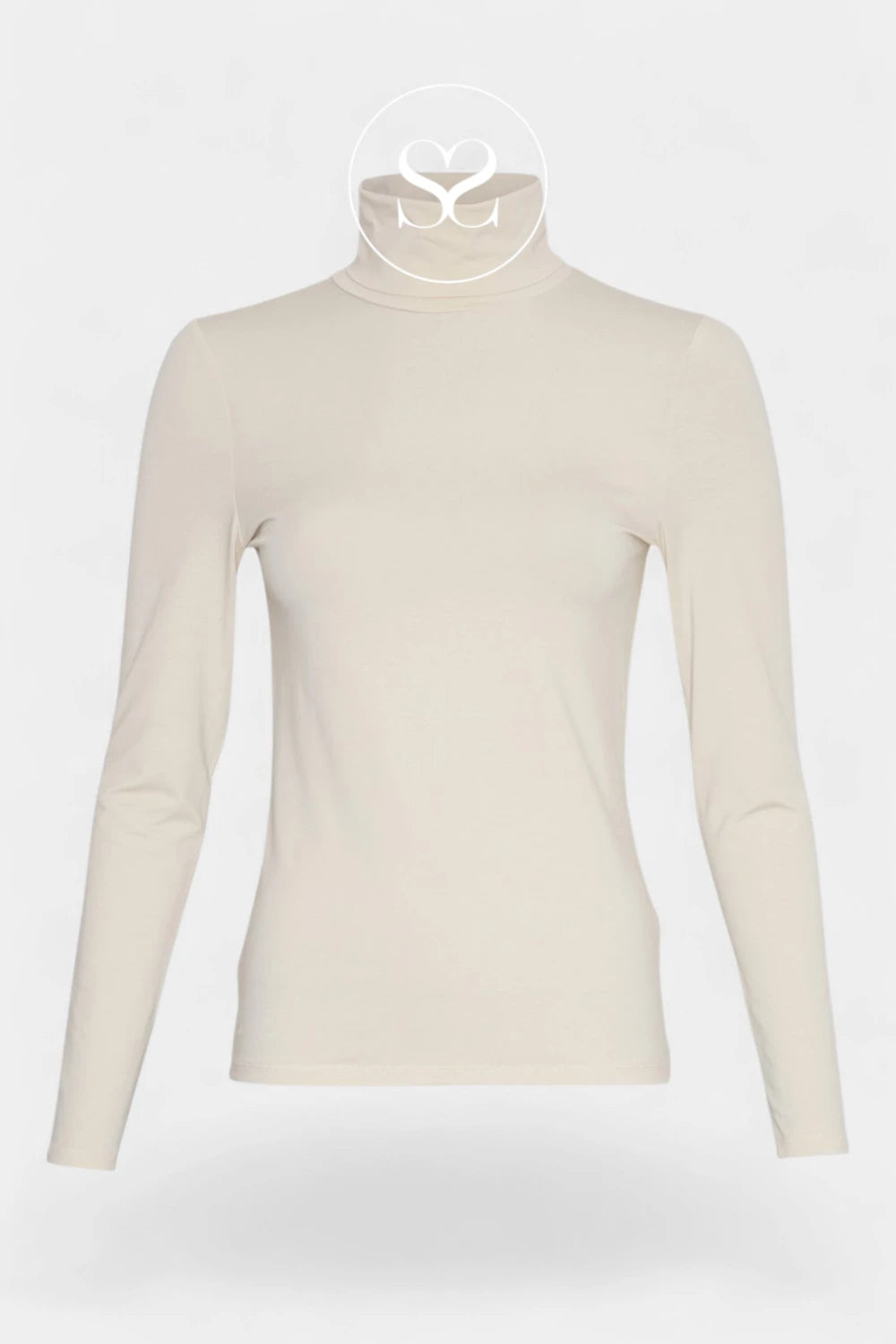 MSCH Copenhagen Beige Roll Neck Long Sleeved Top - Betrina Ireland