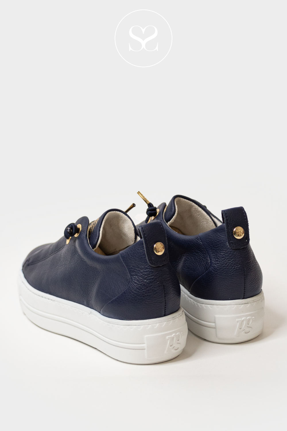 PAUL GREEN 5017 NAVY SLIP ON PLATFORM TRAINERS