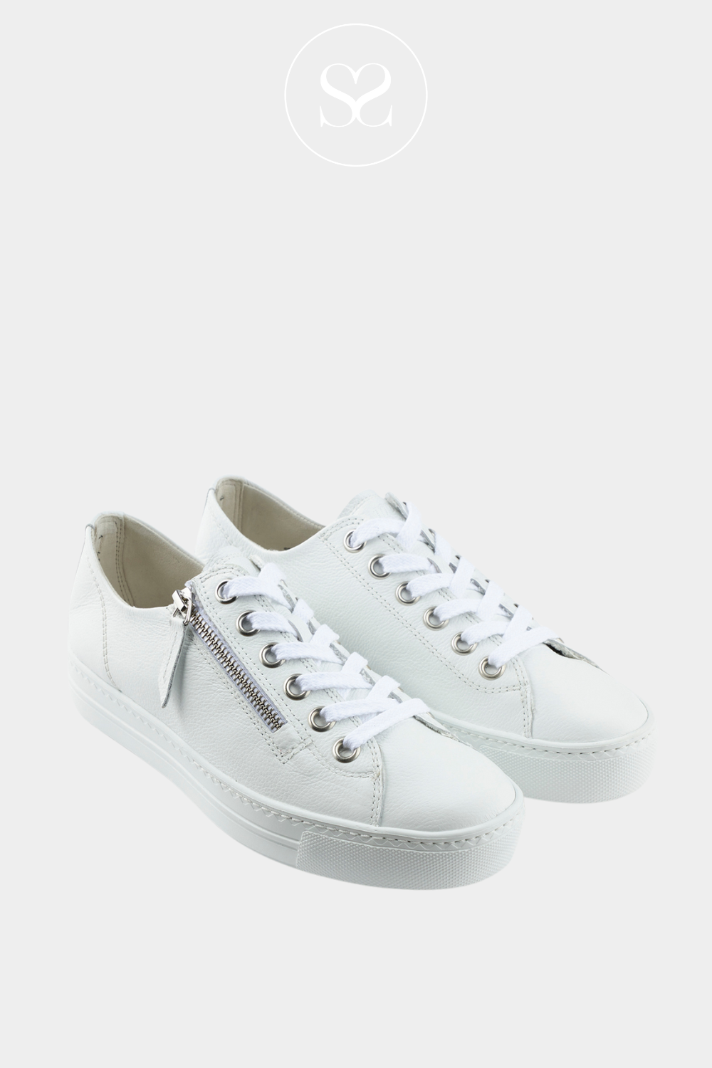 PAUL GREEN 5206 WHITE FLATFORM TRAINERS