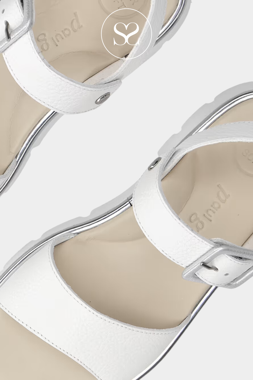 Flat white sandals for women - paul green 6134