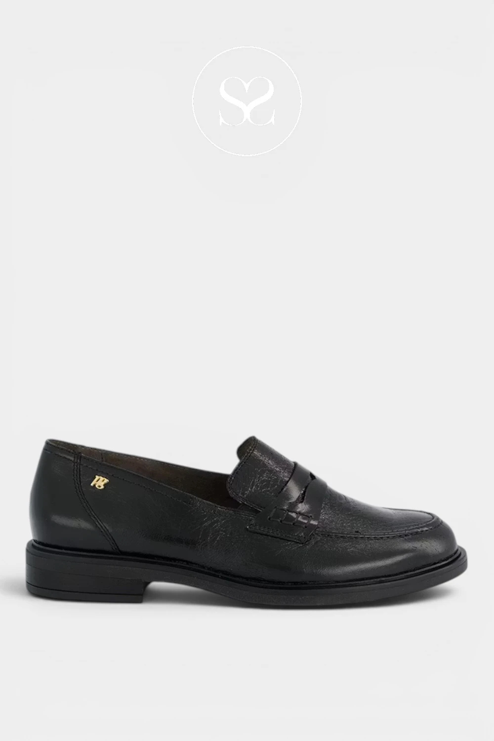 Comfortable black leather loafers from Paul Green, timeless high shine loafers for women in Ireland