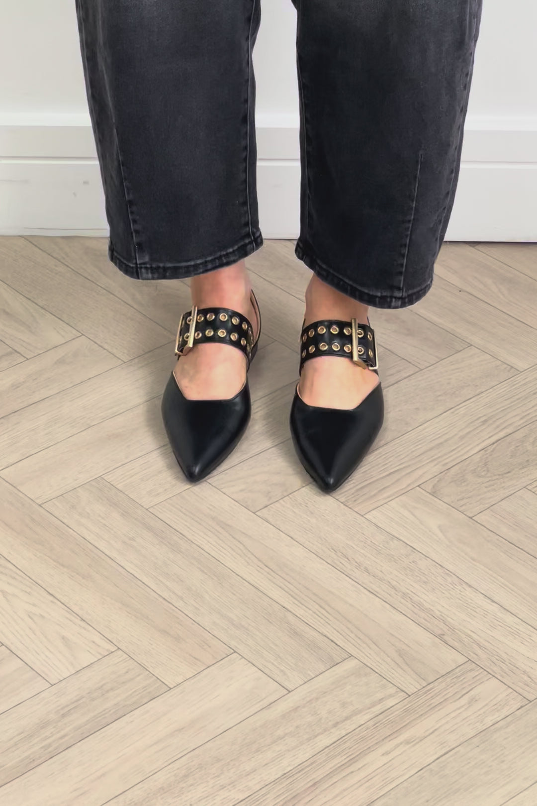 Babouche Black Mary-Jane Flats - Binny for women in Ireland