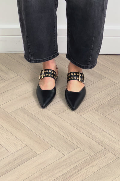 Babouche Black Mary-Jane Flats - Binny for women in Ireland