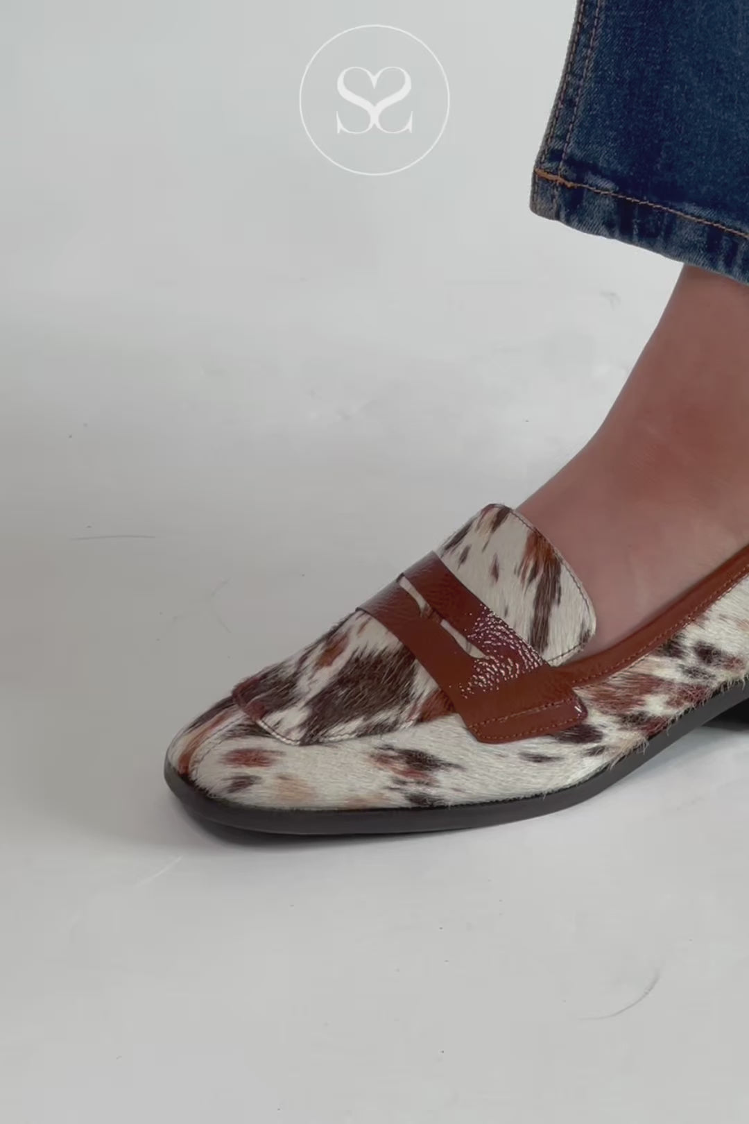 LODI cow pony fur and patent leather block heel ladies loafers BERECO-INO