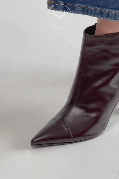 LODI chocolate brown pointed toe ankle boots ith internal zip closure RACON