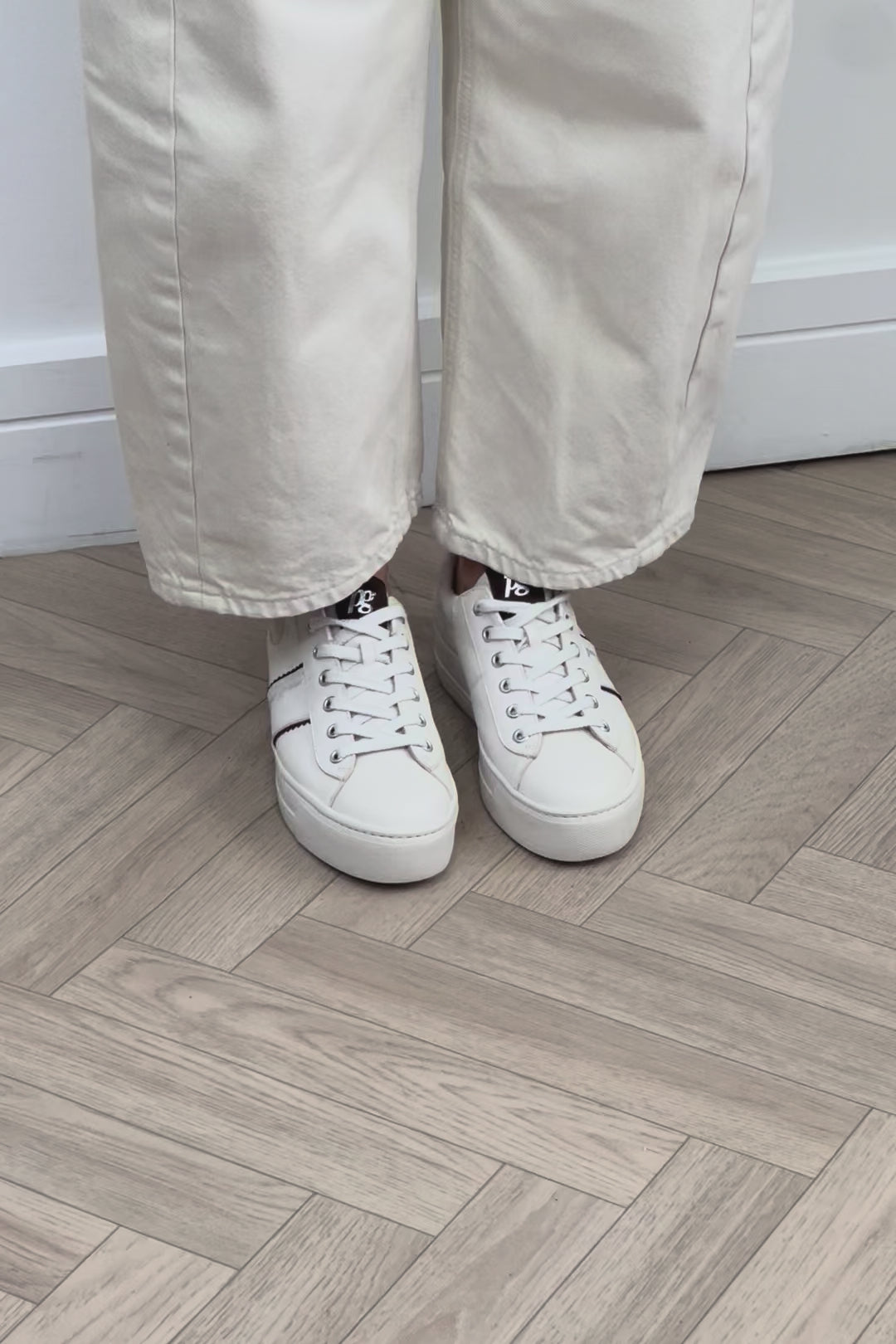 Paul Green White Leather & Suede Trainer — 5567 | Paul Green Shoes