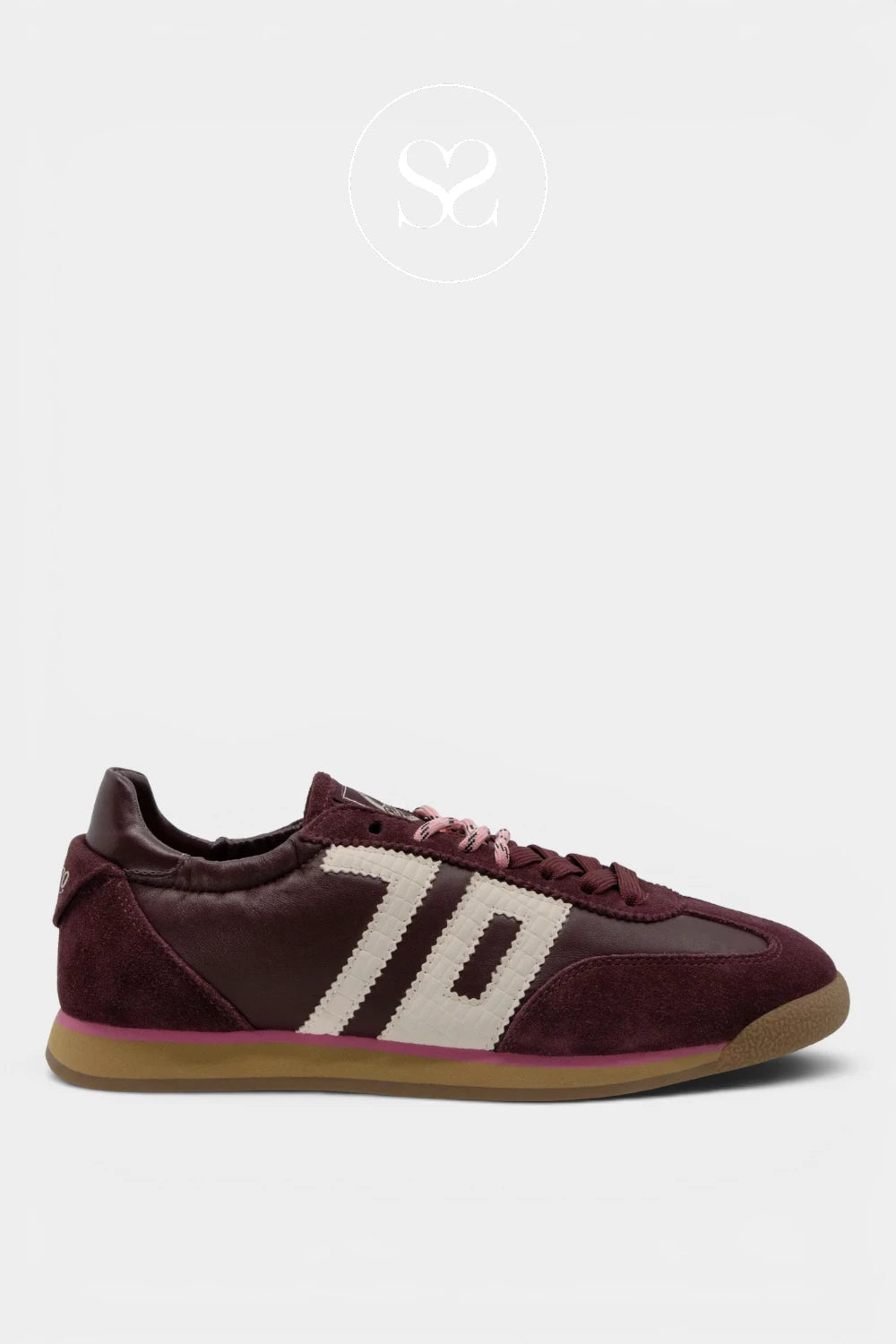 BACK70 Wine Suede and Velvet Slim Retro Trainers - Rocket for Women - Ireland