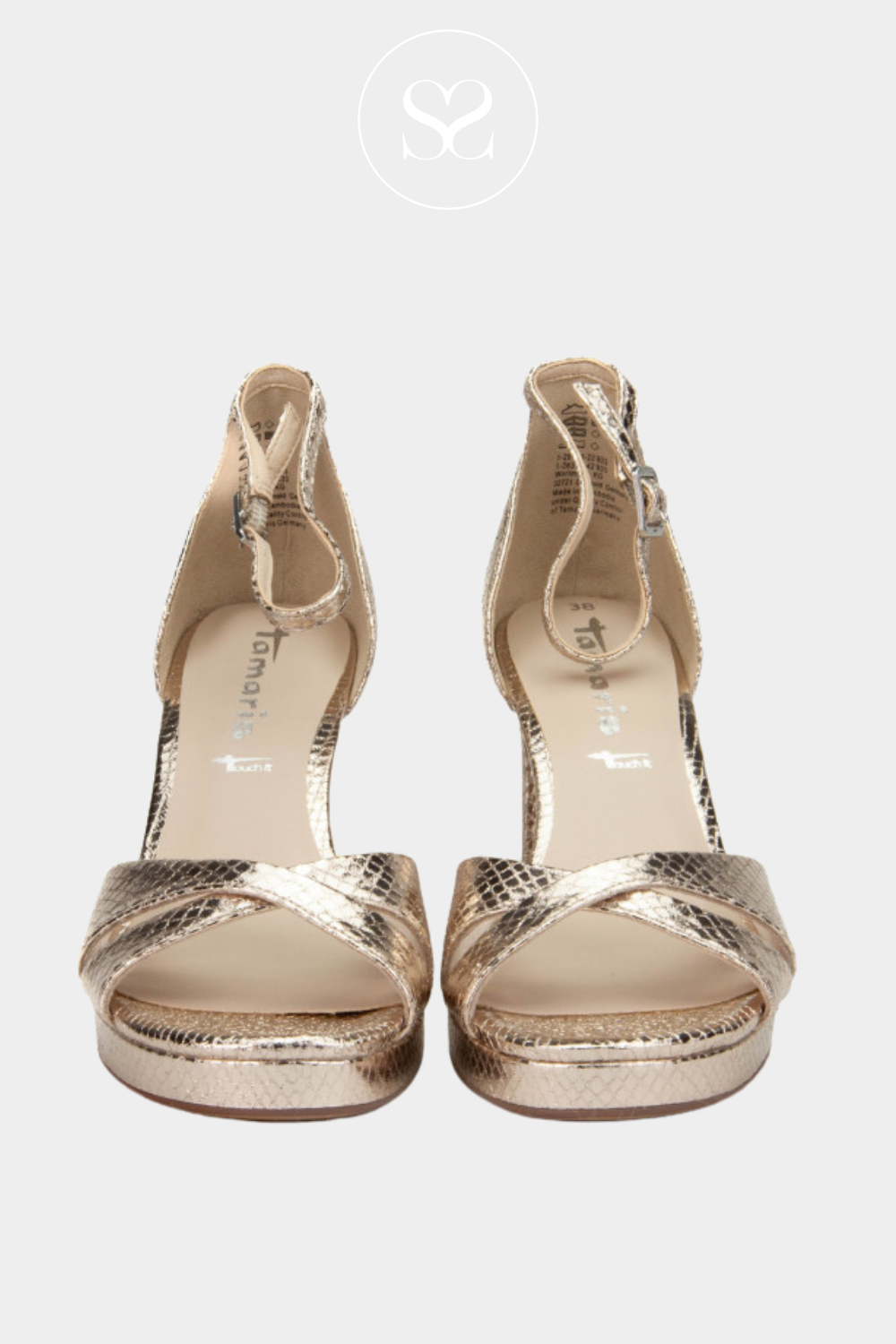 gold high heel sandals from Tamaris