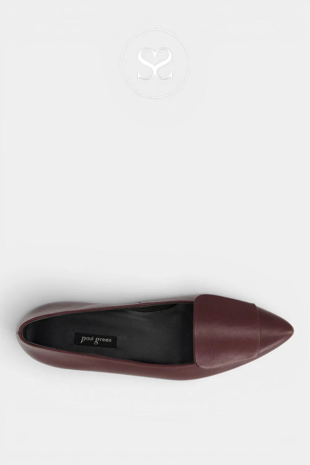 Pointed toe ballet loafer in deep burgundy leather, perfect for workwear and everyday styling for Women in Ireland