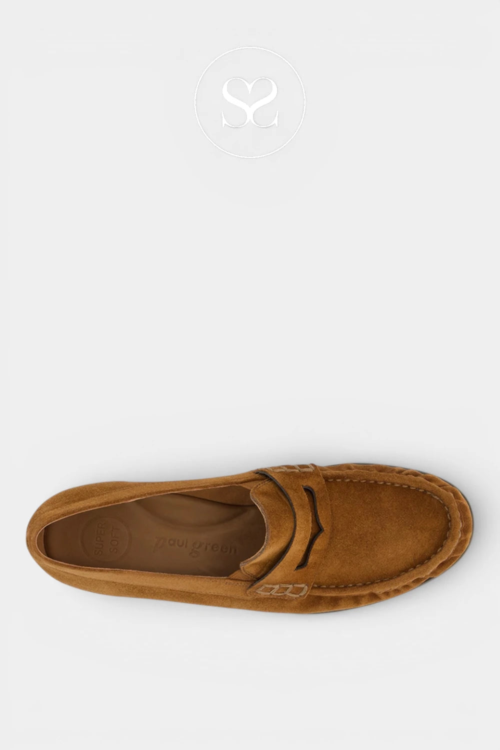 Soft camel everyday loafer with a rounded toe, neat apron stitching and a timeless tailored shape for Women