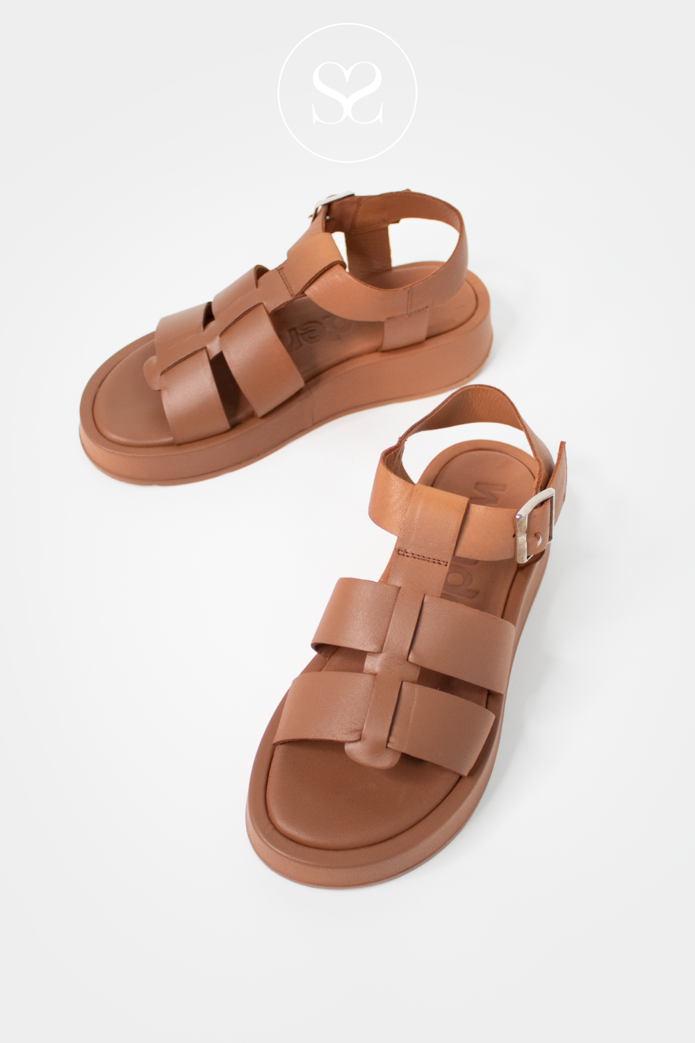 Wonders Tan leather chunky sandals - comfortable 