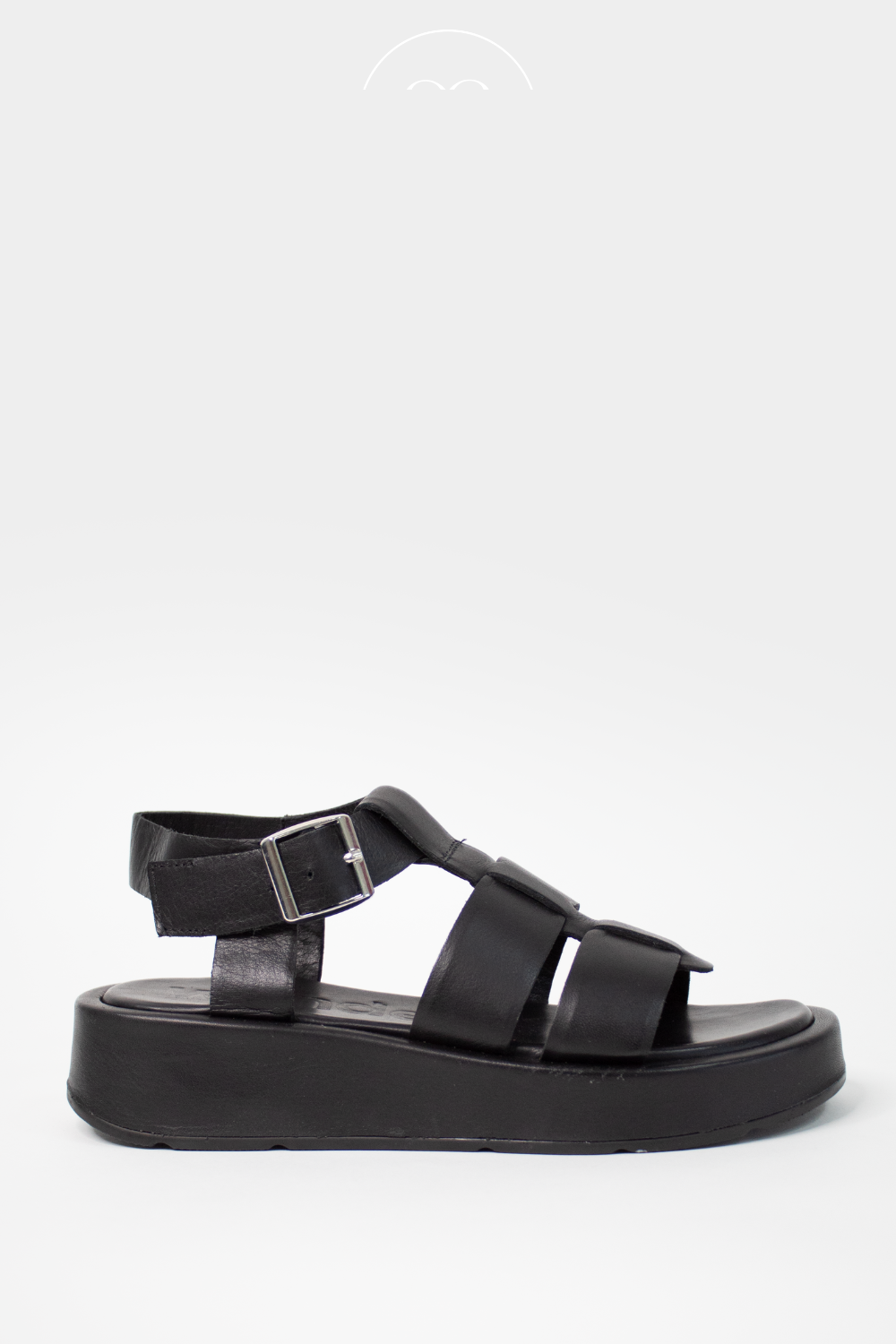 WONDERS AT-3403 BLACK LEATHER CHUNKY GLADIATOR STYLE SANDALS