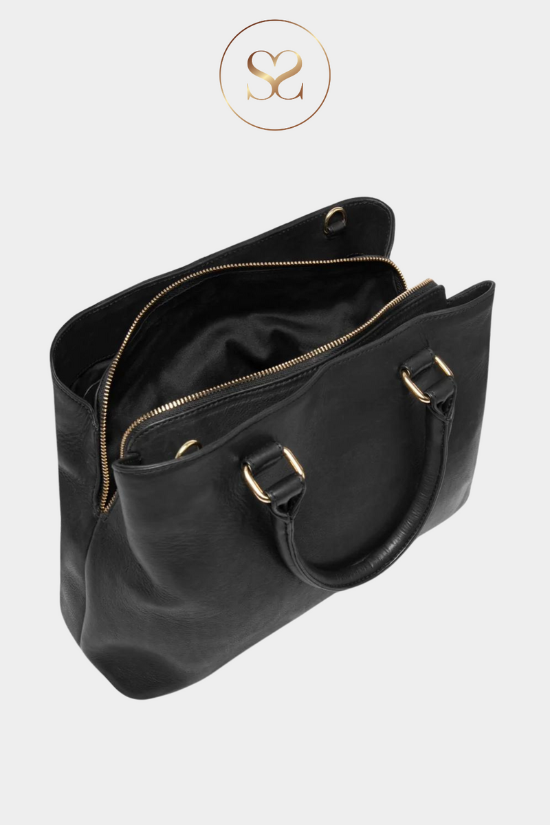 DEPECHE 15332 BLACK LEATHER HANDBAG
