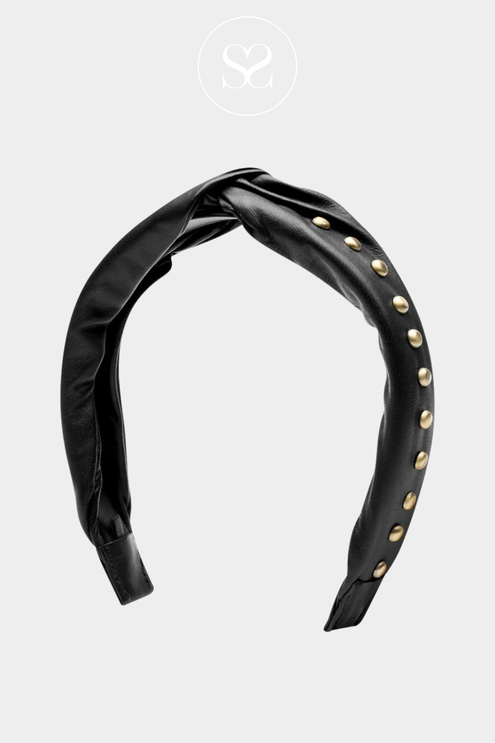DEPECHE BLACK LEATHER HAIRBAND ITH GOLD STUDS