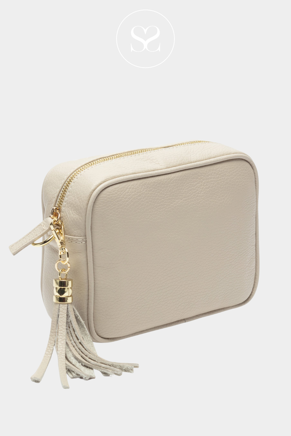 ELIE BEAUMONT CREAM LEATHER CROSSBODY BAGS WITH GOLD HARDWARE