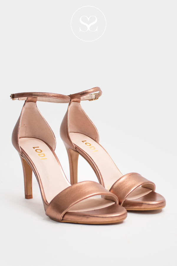 LODI HIGH HEEL BARELY THERE SANDALS IN ROSE GOLD / COPPER