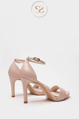 HIGH HEEL SHOES FROM LODI. THESE BARELY THERE SANDALS ARE IN A SOFT NUDE LEATHER