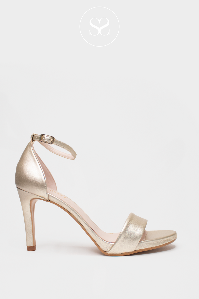 LODI IGOR GOLD HIGH HEEL SANDALS WITH ANKLE STRAP