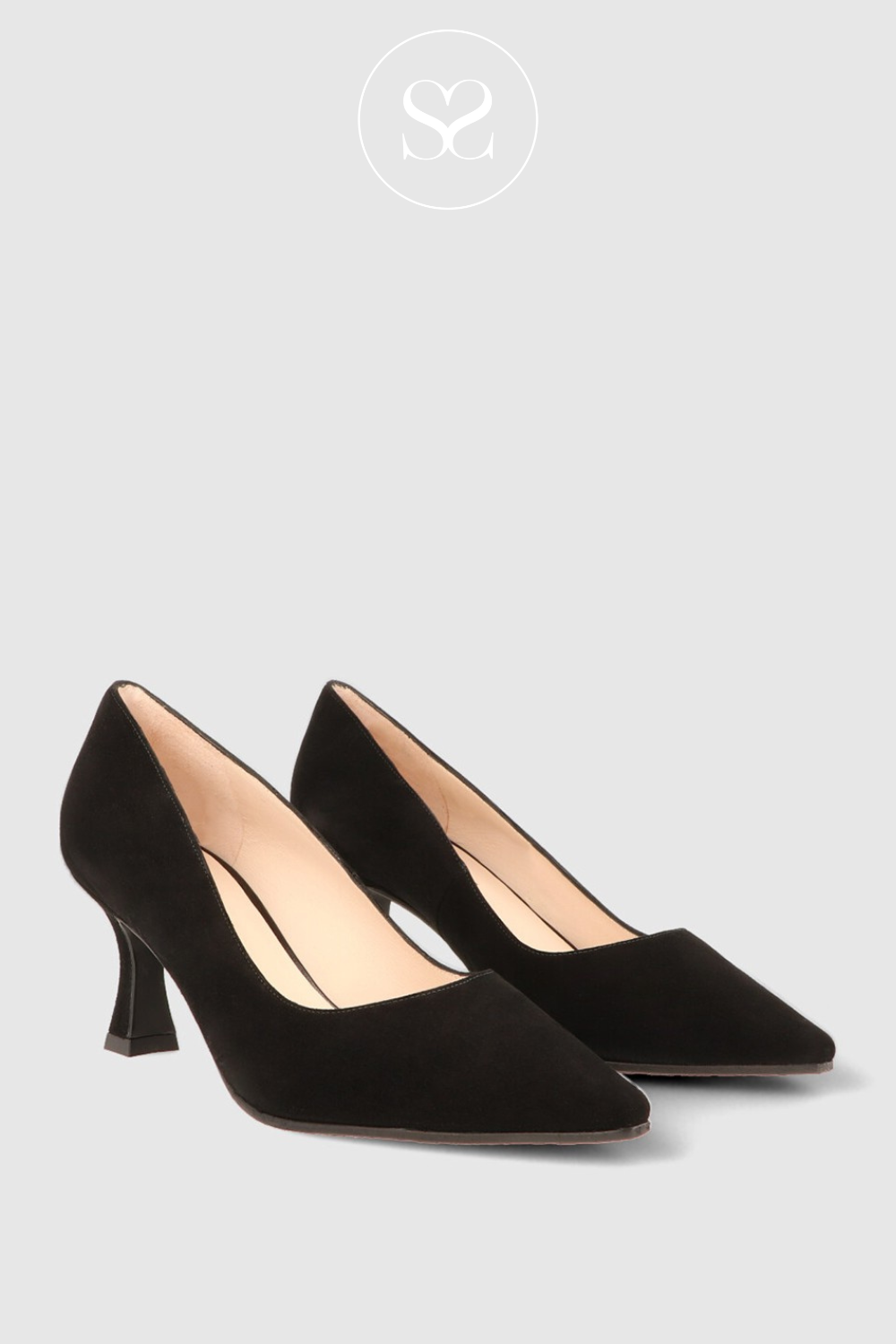 Mid heel sales suede court shoes